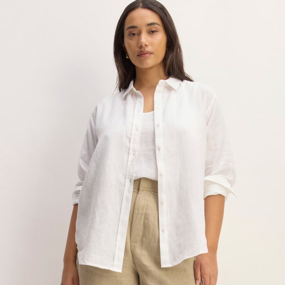 Everlane 100% linen white blouse